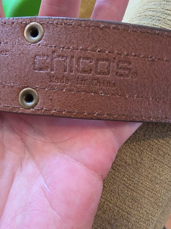 Chico’s Brown Wide Leather Belt  Silver & Brass Buckle Sz M Boho Cowgirl NWOT